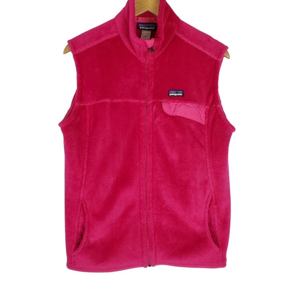 Patagonia Re-Tool Vest Womens XL Radiant Magenta X-Dye Full Zip Fleece Pockets